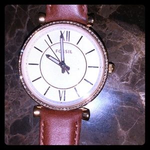 Fossil watch $60 or best offer. Leather & brown